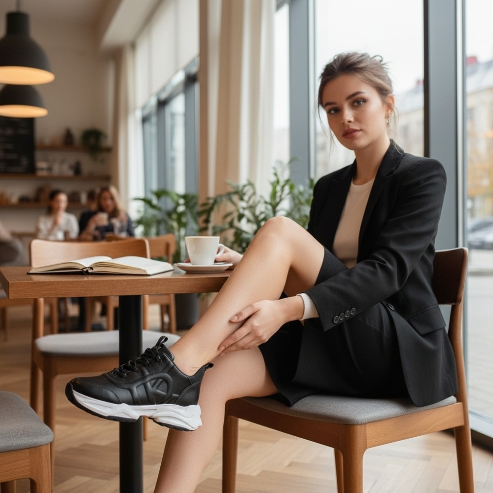 DKNY Nix Lace Up Logo Sneakers 8.5 Women's Black NWOT